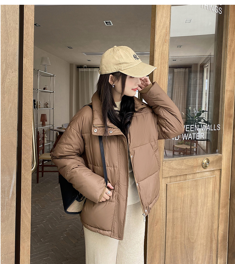 Katoenen jack dames korte 2023 winter nieuwe stijl kleine staande kraag donsjack verdikte katoenen damesjack_voghion.com