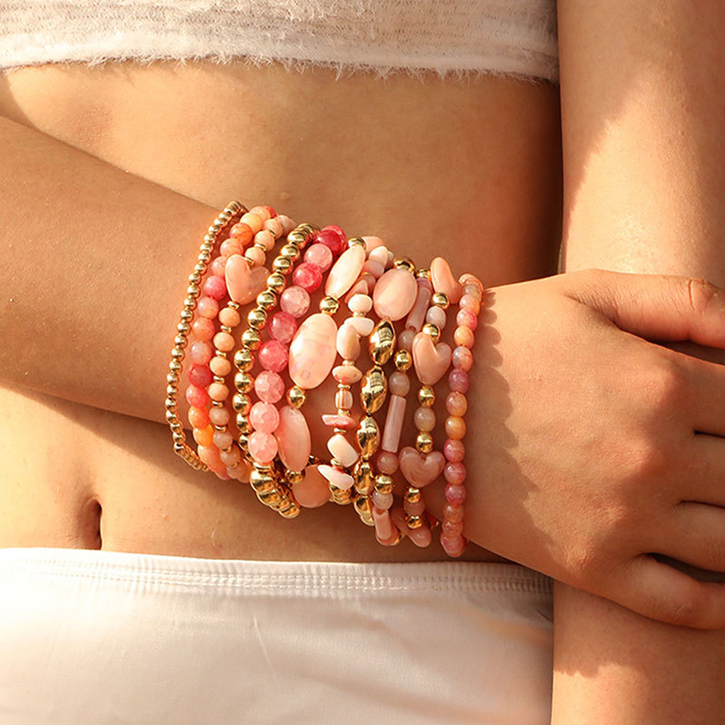 Irregular, Geometric Pattern Elegant Irregular Geometric ABS Artificial Crystal Beaded Chain Stretch Adjustable Beaded Bracelets Wholesale