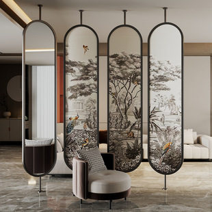 Luxury Classic Enamel Art Glass Screen Partition Living Room Household Modern Simple Entrance Doors Hallway Shaded