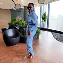 K3329  欧美 多口袋长袖抽褶工装两件套