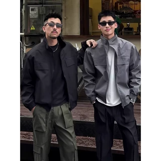 美式痞帅夹克外套男春秋硬汉风三防工装骑兵服cleanfit短款棒球服
