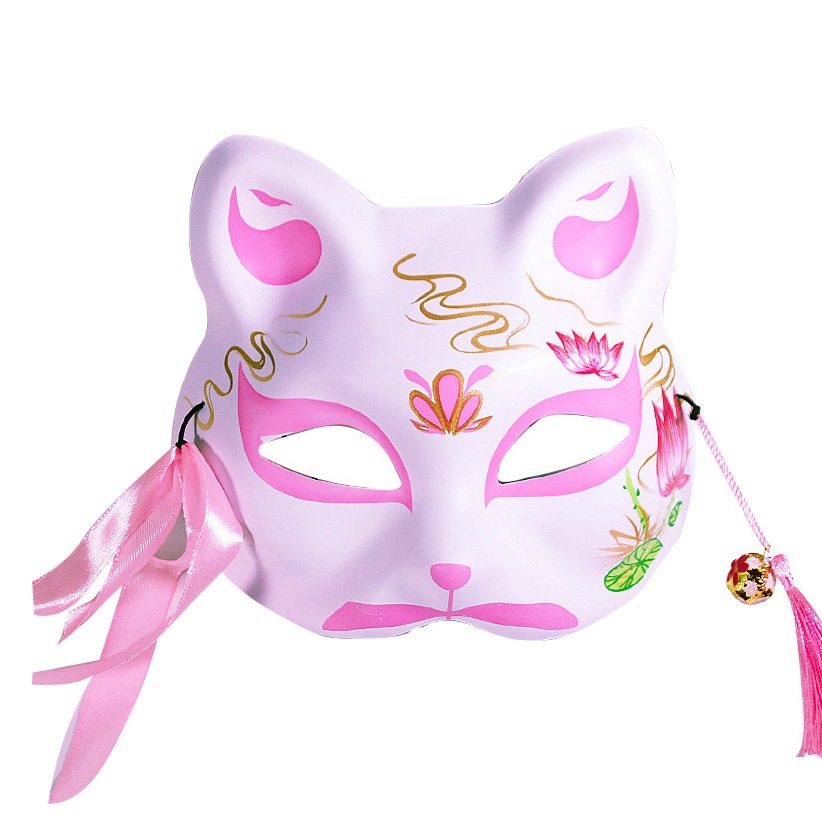 Nueva serie de gato flor de cerezo rosa, cara de gato de estilo antiguo, máscara de zorro japonesa, máscara de fiesta