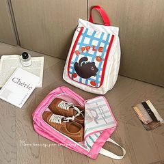 持ち運びに便利でかわいいシューズバッグ、スーツケース、ポータブル防塵二層大容量、出張や家庭用の大容量シューズバッグ