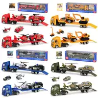 Metal toy car, set, children's inertia car model, trailer, scale 1:64, for import