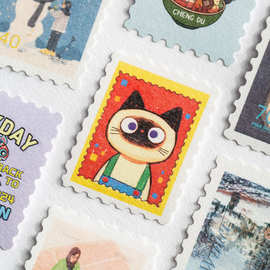 邮票形贴纸定制不干胶logo标签印刷来图定做明星周边卡通手账贴画