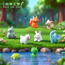 苔藓微景观创意可爱小动物青蛙小黄鸭子公仔装饰品微缩迷你小摆件