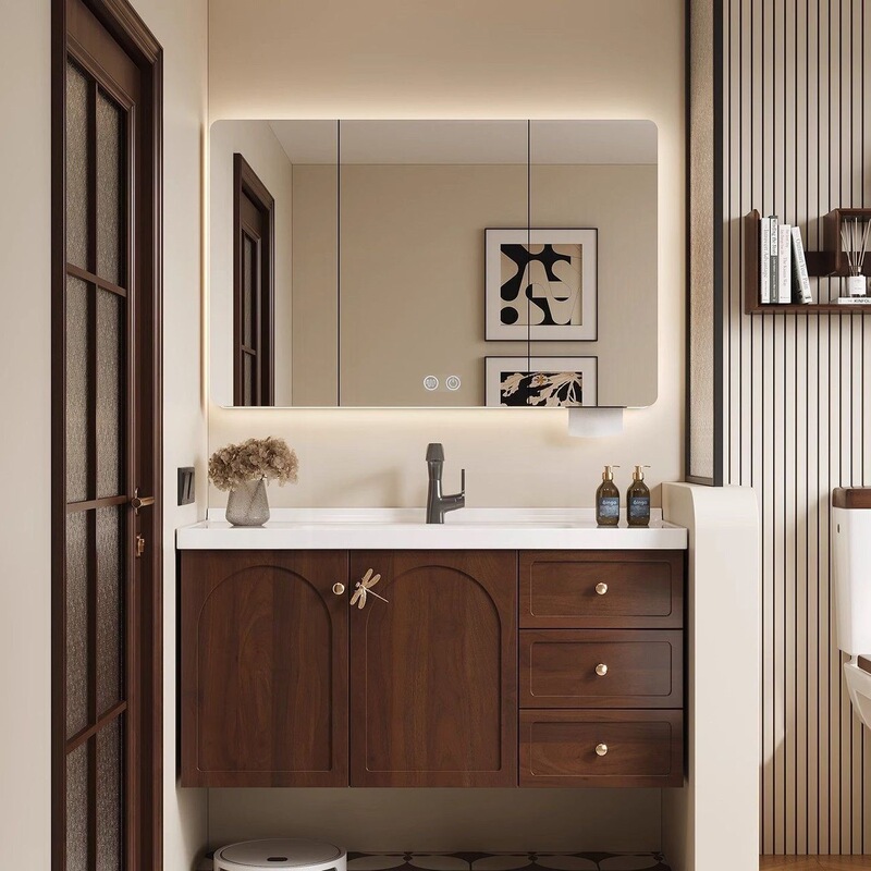 French-style rubberwood painted bathroom cabinet with ceramic integrated basin, bathroom vanity French-style rubberwood painted bathroom cabinet with ceramic integrated basin, bathroom vanity