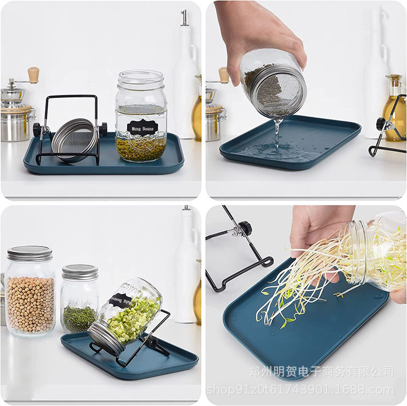 Amazon albañil tarro de acero inoxidable brotar tapa soporte de malla tapa bandeja albañil tarro de vidrio brote tapa traje image 4
