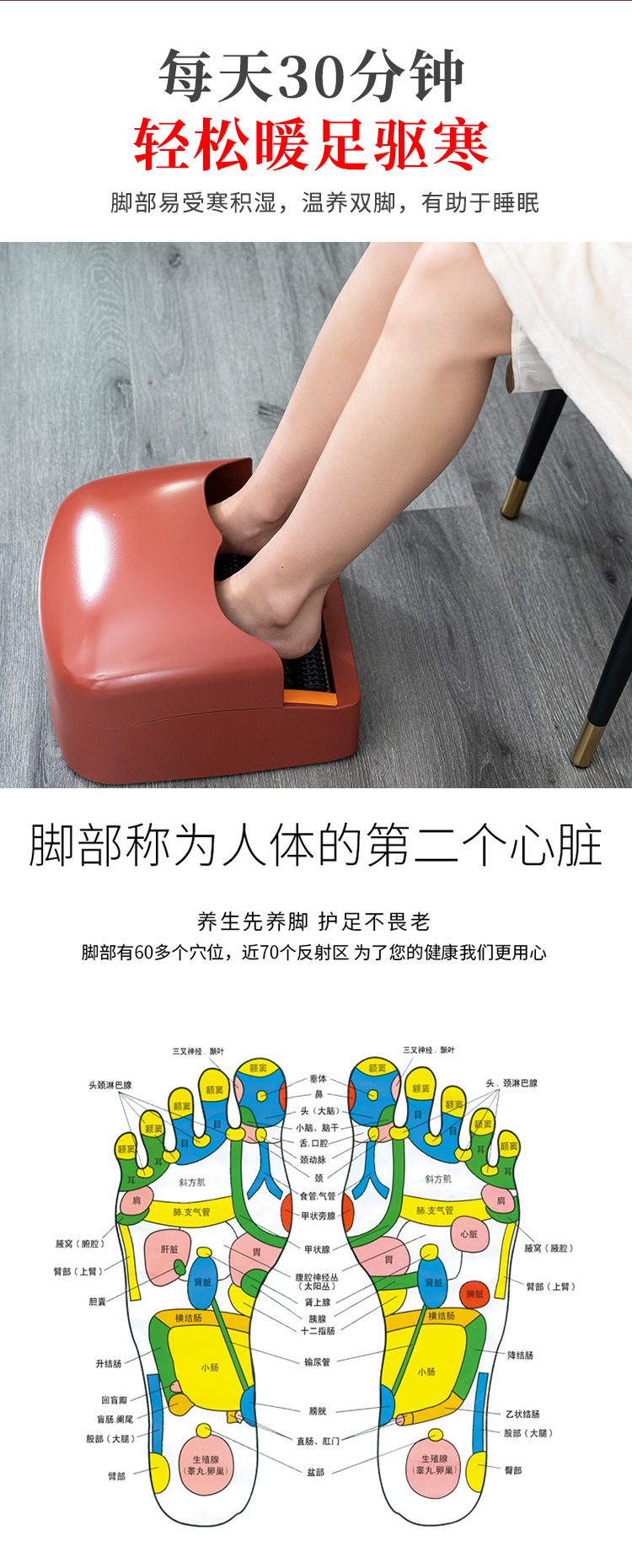 Portable Foot Moxibustion Box with Roller Massage for Yongquan Acupoint Home Foot Therapy Tool with Cloth Cover key features