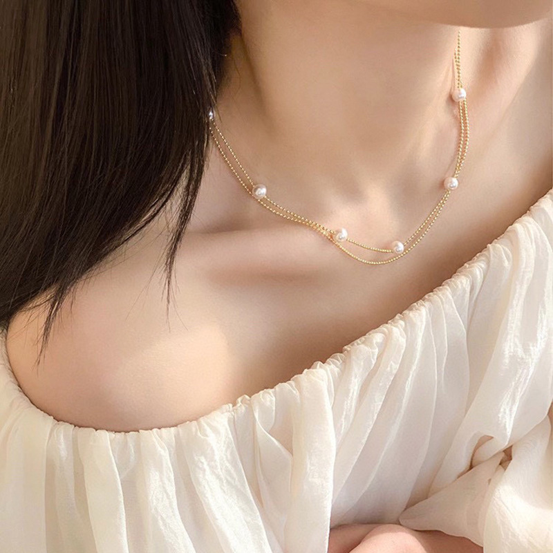 Colar de pérolas de luxo com fecho magnético para mulher_voghion.com