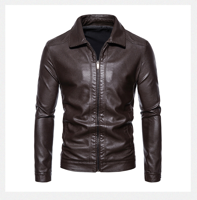 Neue trendige motorrad slim fit PU leder herren revers jacke business männer_voghion.com