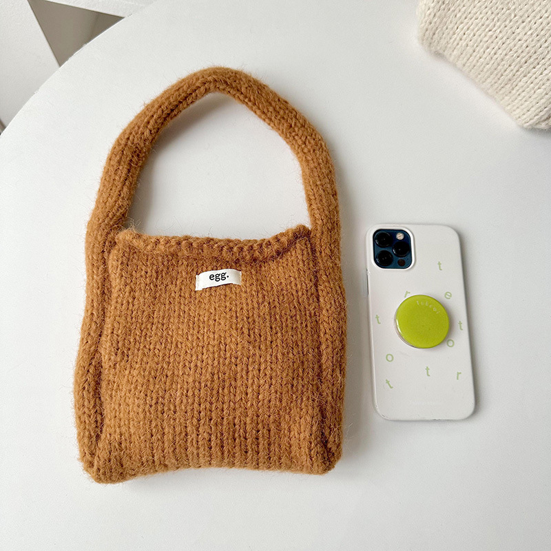 Nuevo huevo de punto de lana bolso para las mujeres Otoño e Invierno estilo coreano simple todo-partido pequeño bolso portátil pequeño bolso cuadrado