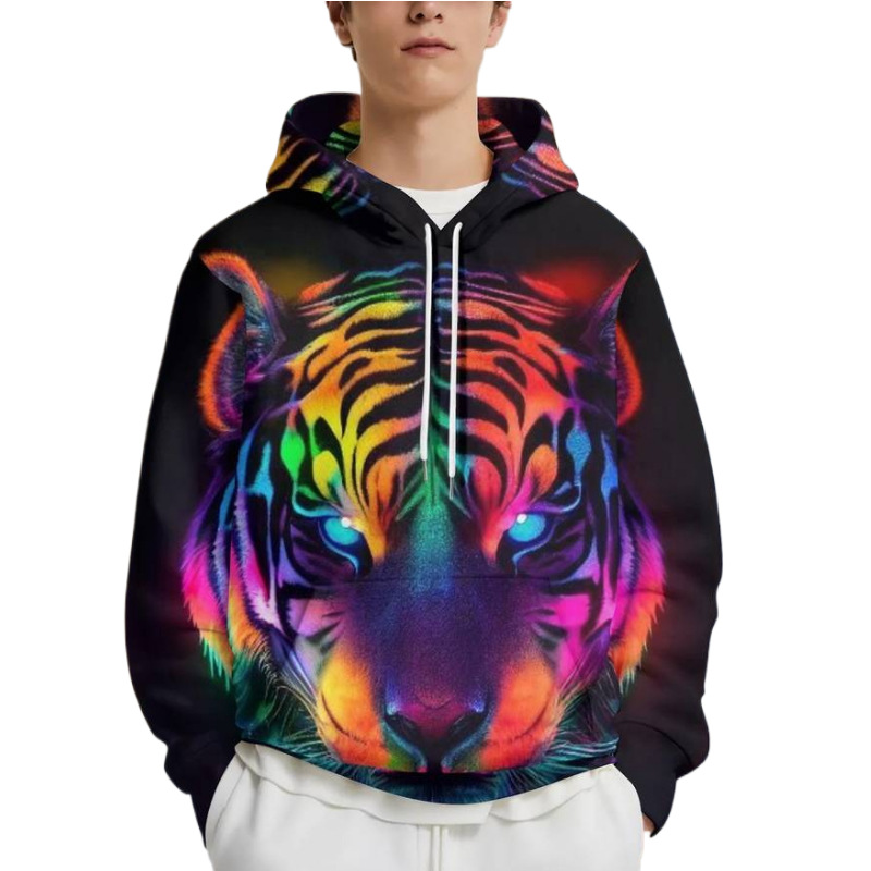 Sweat à capuche homme, pull imprimé numérique 3D, coupe ample, tendance et décontracté, veste chaude automne-hiver_voghion.com