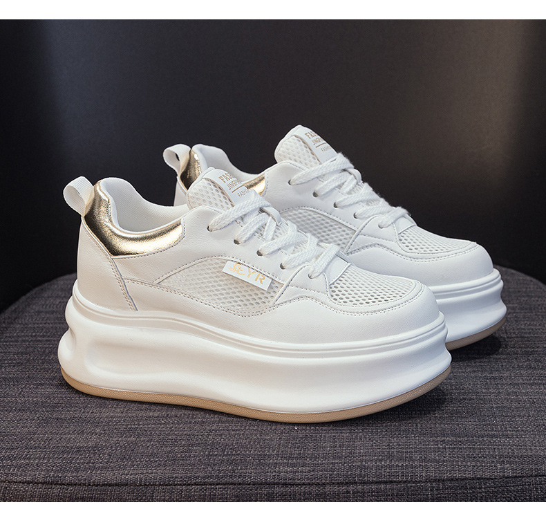 Giày sneaker nữ đế dày da PU trắng phong cách thể thao — Bạc 5056, Vàng 5056 chi tiết 23