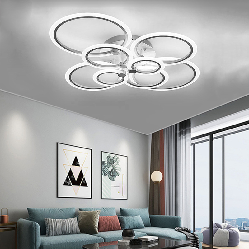 Sala de estar LED lámpara del dormitorio post-moderna nueva lámpara de techo comedor Sala de Libros Blanco oscurecimiento de iluminación lámparas de arte