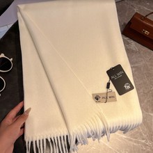 2025新款羊毛围巾女百搭纯色秋冬高级感围脖保暖加厚长款披肩批发