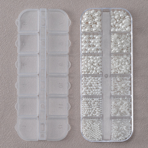 12-Count Pearl Nail Art Stylers Flat Half-Circle 1.5-5mm Mixed Set Japanese Nail Art 3D Nail Drills