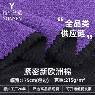 紧密新欧洲棉215g涤氨弹力针织毛圈布打底衫服装T恤针织布料布匹