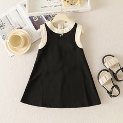 女童裝時尚2024年夏季新款吊帶裙寶寶背心裙兒童赫本風女童連衣裙