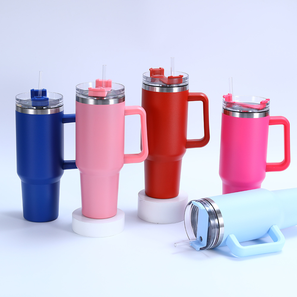 304不锈钢保温杯大容量汽车杯保冷吸管杯40oz手柄杯冰霸杯吸管杯