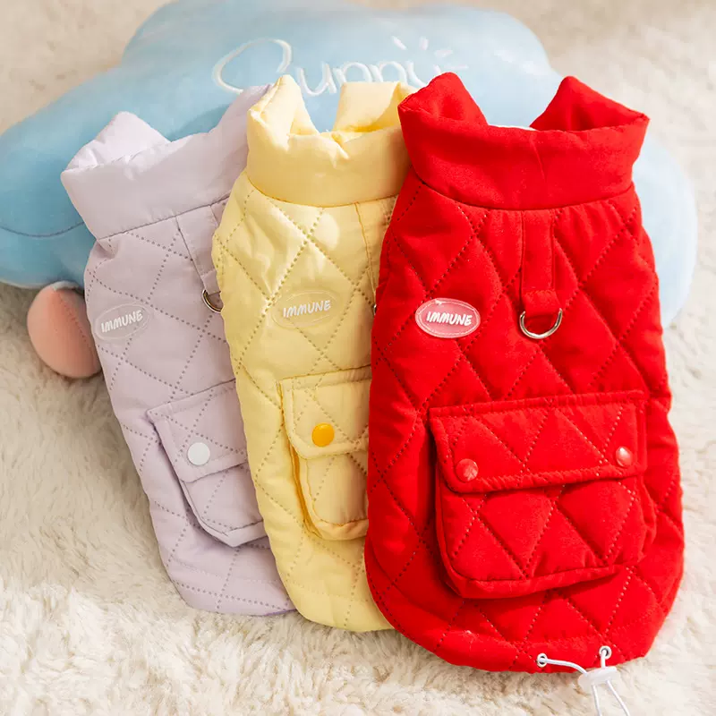 加厚秋冬款小狗狗衣服马甲泰迪比熊小型犬可牵引保暖猫咪宠物服装