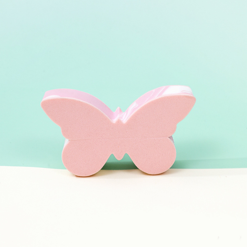 Polvo plano no de látex personalizado almohadilla de aire doble color mariposa polvo herramientas de maquillaje de belleza huevo esponja polvo de polvo