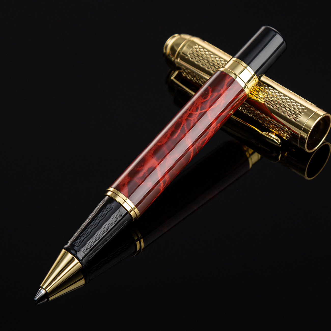 La firma de bolígrafo de metal de madera roja regalos de negocios de la empresa de regalos creativos logotipo de impresión de bolígrafo