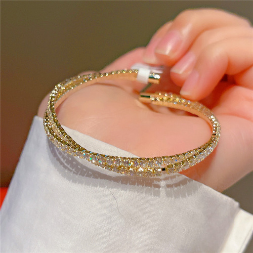 Luxury Modern Cross Bracelet Set with Full Diamond Plated 14K Gold Zirconia Ring Elegant Jewelry for Women Wholesale J301 