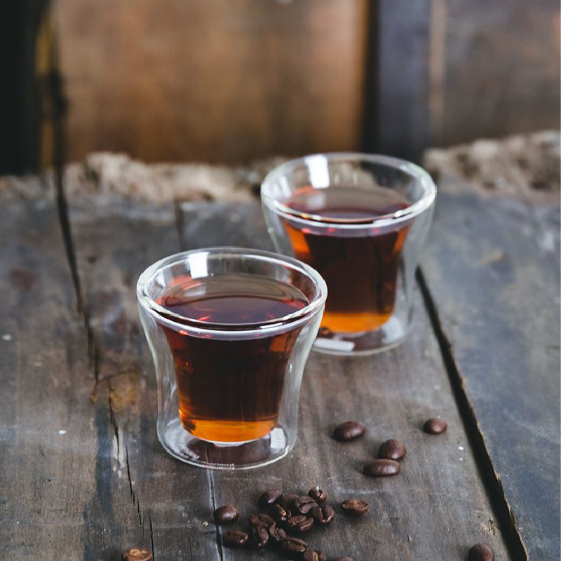 Double-layered Flared Coffee Volcano-shaped Glass Insulated Milk And Juice Drink Cup, Simple Drinking Vessel_voghion.com
