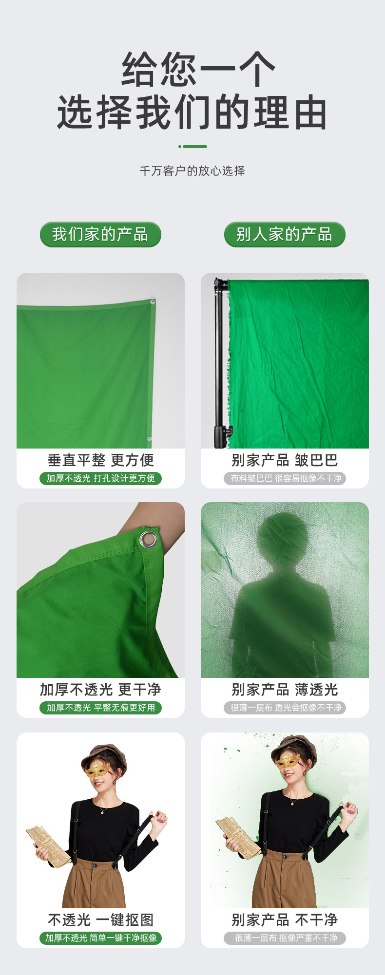 米夕特拍照拍摄绿色背景布 直播摄影绿布 加厚加密绿幕抠像抠图布-阿里巴巴