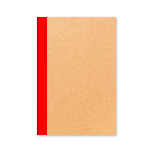 A5 kraft paper notebook with stitched binding, available in solid colors and vintage-style back strips—perfect for colorful journals or student exercise books. Customizable with your logo.