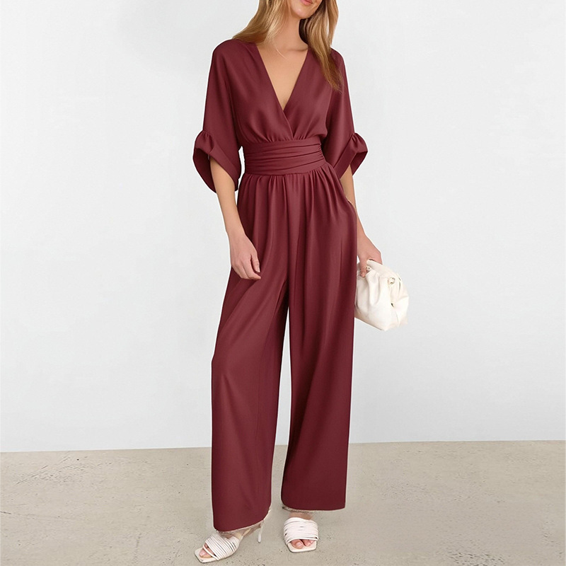 2026 primavera nueva moda europea y americana de comercio exterior de moda casual elegante de color sólido de cuello en v jatuanos doblados