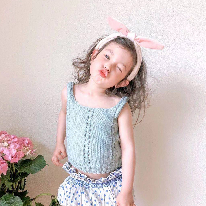 2023 New Children's Knitted Top Sweet Little Girl Backless Tank Baby Sleeveless Hoodie Summer Girl Camisole