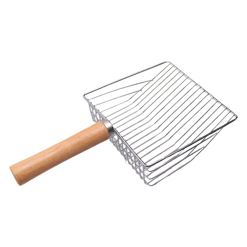 Деревянная ручка металлическая лопатка для кошачьего туалета Встроенная коробка для кошачьего туалета железная Лопата металлическая лопата с тонким отверстием кошачий наполнитель экскременты артефакт принадлежности для домашних животных