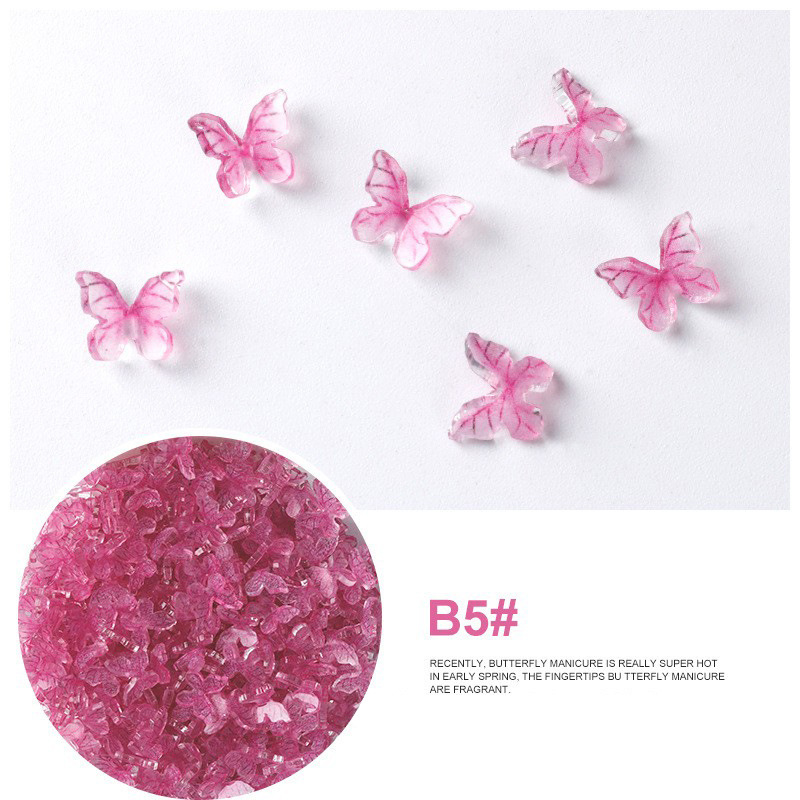 Acrílico mariposa resina tridimensional accesorios de uñas accesorios de flores plástico transparente uñas hechas a mano material DIY image 20