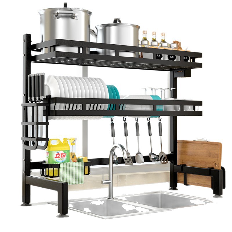 Rack de almacenamiento de platos de la cocina Rack de almacenamiento de platos multifuncional Rack de lavaplatos Rack de drenaje de agua