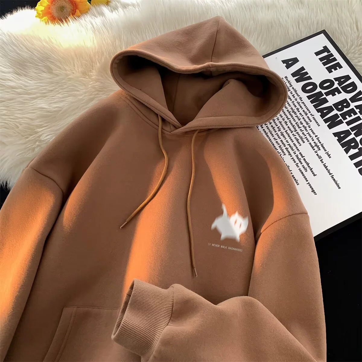 Худи мужское oversize, с котёнком‑принтом, капюшон, повседневный пуловер