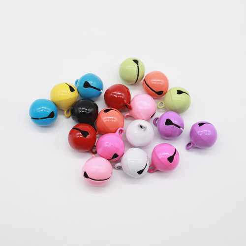 14mm iron candy color painted small bell keychain doll accessories pet collar pendant Christmas metal bell