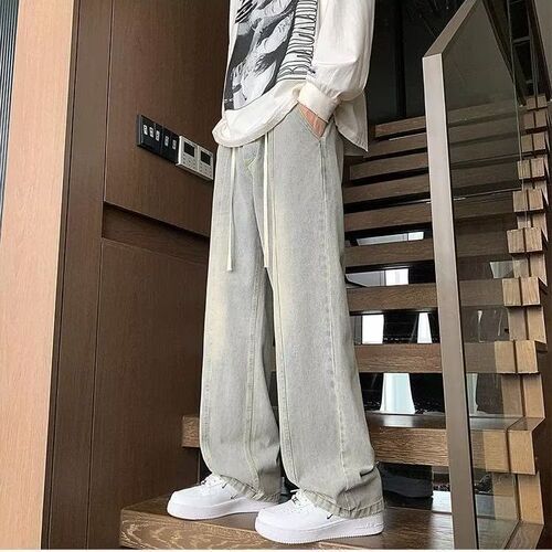 Jeans for men's summer American retro oversize pants, wide-leg straight mopping pants, high street fashion brand dad pants