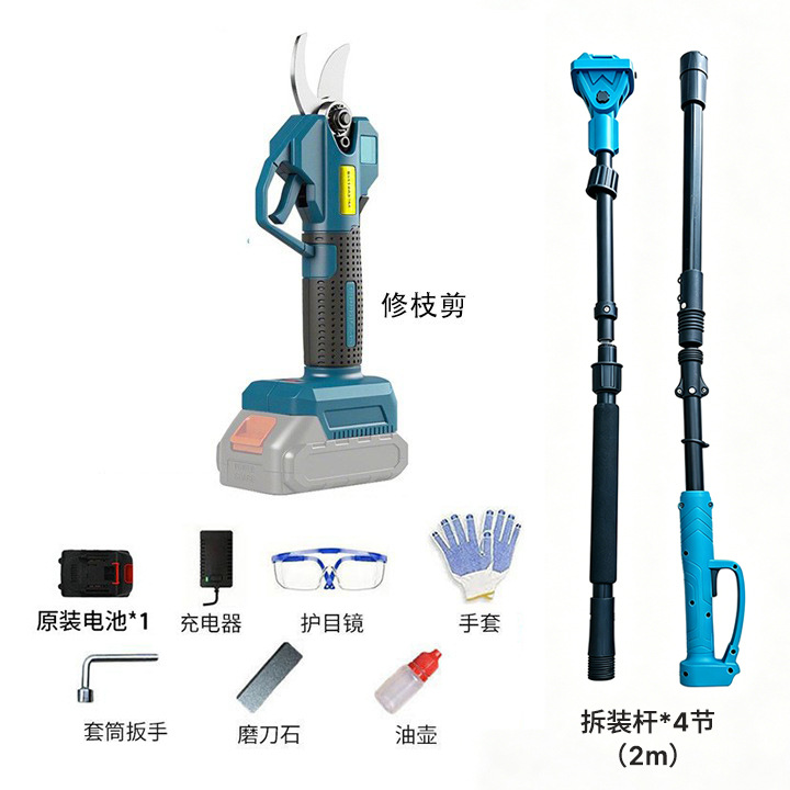 Sierra eléctrica transfronteriza para ramas altas, podadora de ramas altas, sierra de pértiga alta, sierra aérea, herramienta de poda, herramienta recargable para carpintería y jardinería, batería de litio.