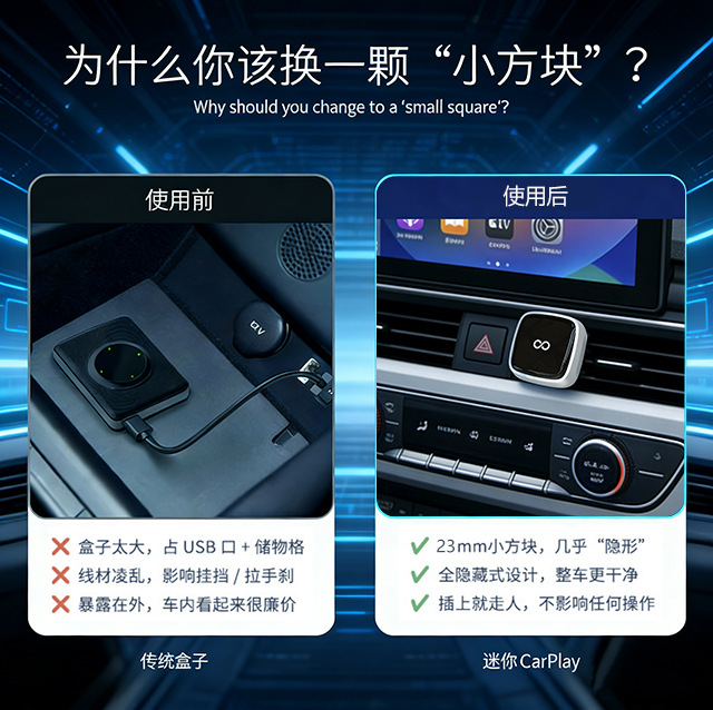 Source Factory Cross-Border Best-Selling 2-in-1 Wireless Carplay Box, Wired to Wireless Carplay Android Auto