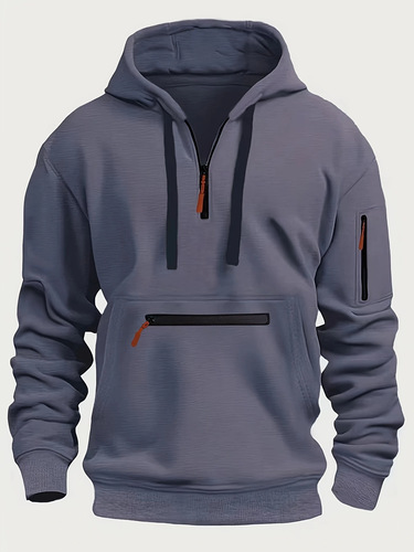 Ocode Cross-border Men's Clothing Amazon AliExpress New Men's Sweatshirt Autumn/Winter Trend Zip-up Hooded Sweatshirt with Fleece