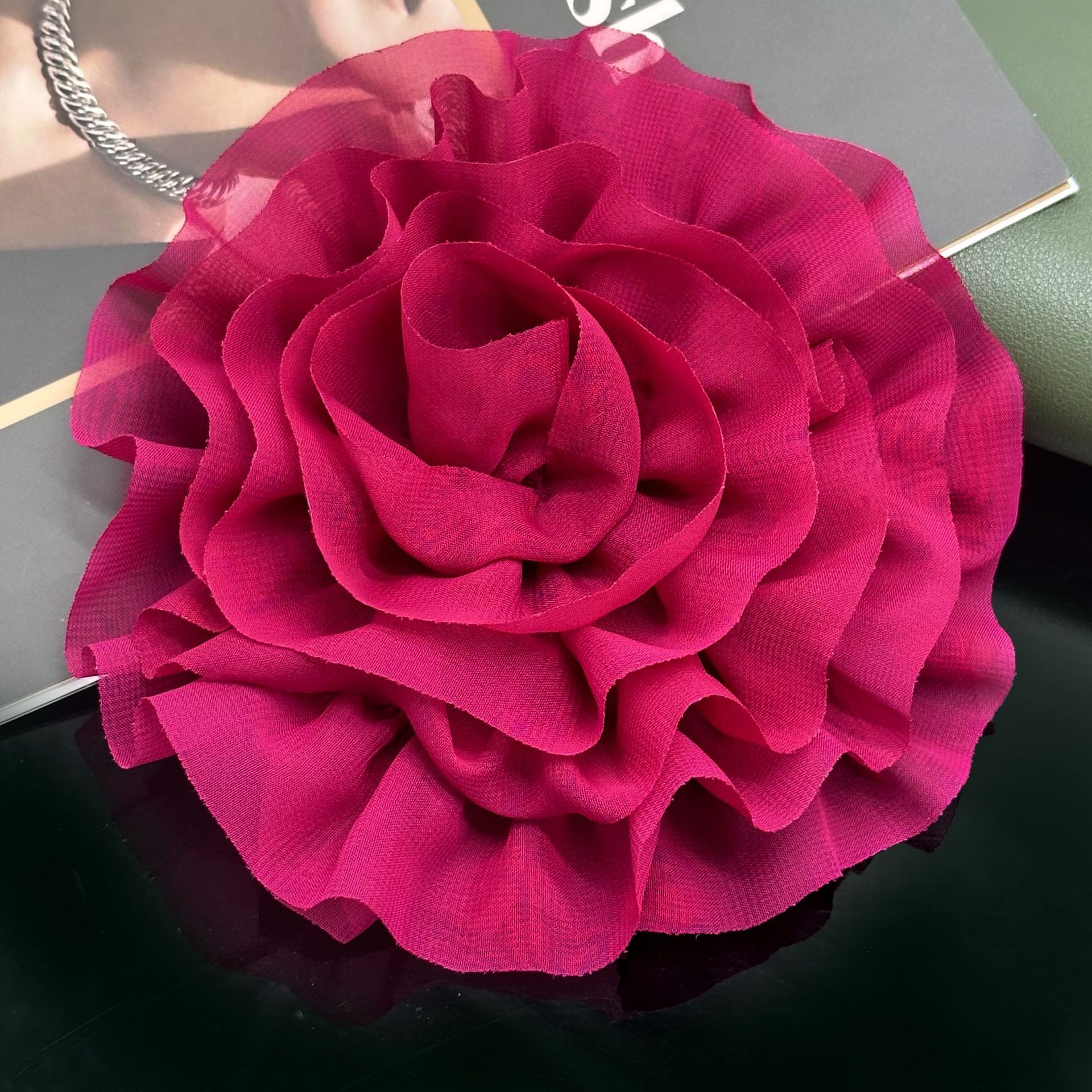 Nuevo 18cm mano multicapa tela estereoscópica gran flor fiesta vestido vestido flor de pecho accesorios accesorios de flores