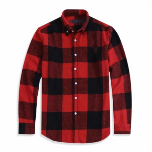 Men's Youth Long-sleeved Shirt Autumn and Winter Business Casual Plaid Thickened Sanding Embroidered Pony Label Shirt Jacket