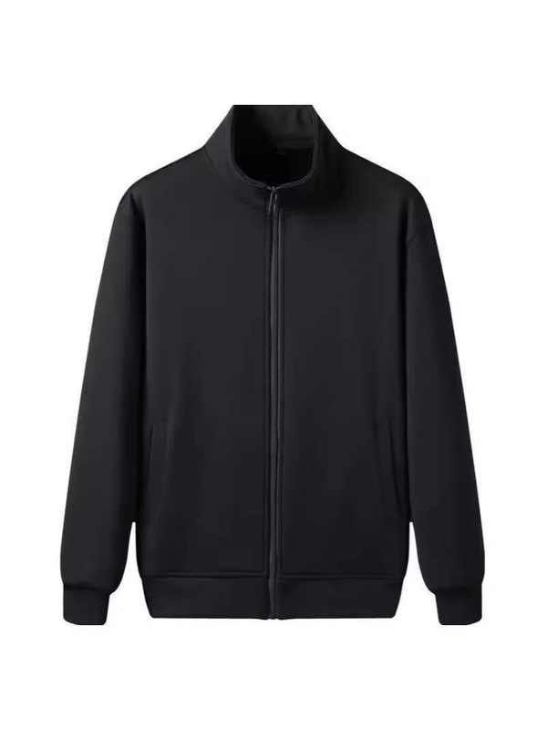 Factory direct autumn sports sweater coat men's trendy loose zipper cardigan stand collar simple casual top