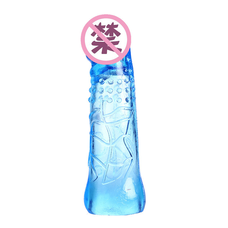 Extended-Length Crystal Condom Sleeve for Men, TPE Delay Cover, Skin Tone — detail image 2