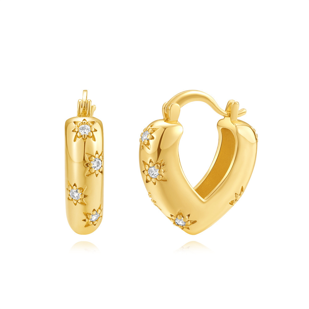 Temperamento de lujo ligero transfronterizo europeo y americano tendencia moda ocho estrellas cobre personalidad exquisita amor todo fósforo aretes mujer