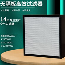 无隔板高效过滤器铝合金塑胶框中央空调新风送风口末端净化过滤芯