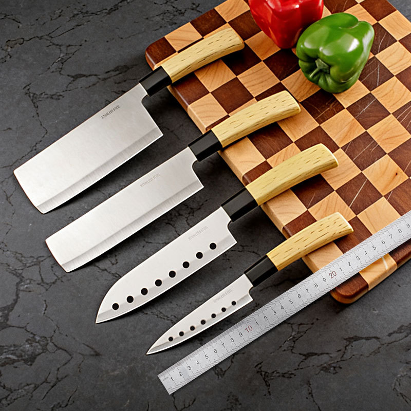 Yangjiang Knife Kitchen hogar cuchillo de acero inoxidable mango de plátano 14 juegos de cuchillos multipropósito fábrica al por mayor