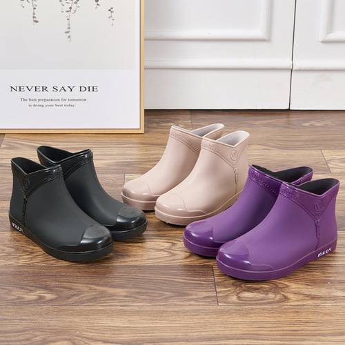 Fashionable women's outdoor rain boots, comfortable non-slip women's rain boots, Korean style lightweight low-cut women's rubber shoes, flat water shoes